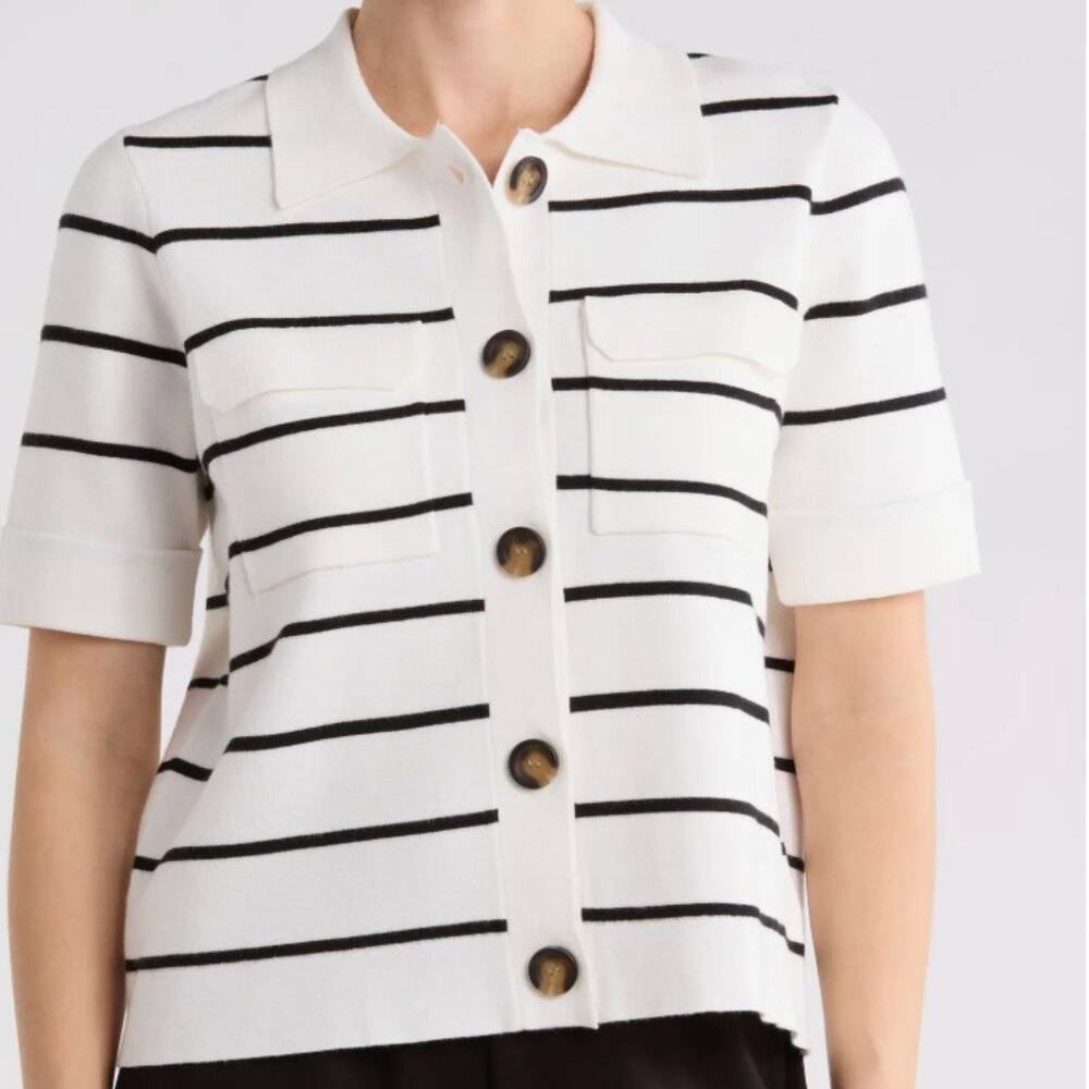 T Tahari Striped Cardigan